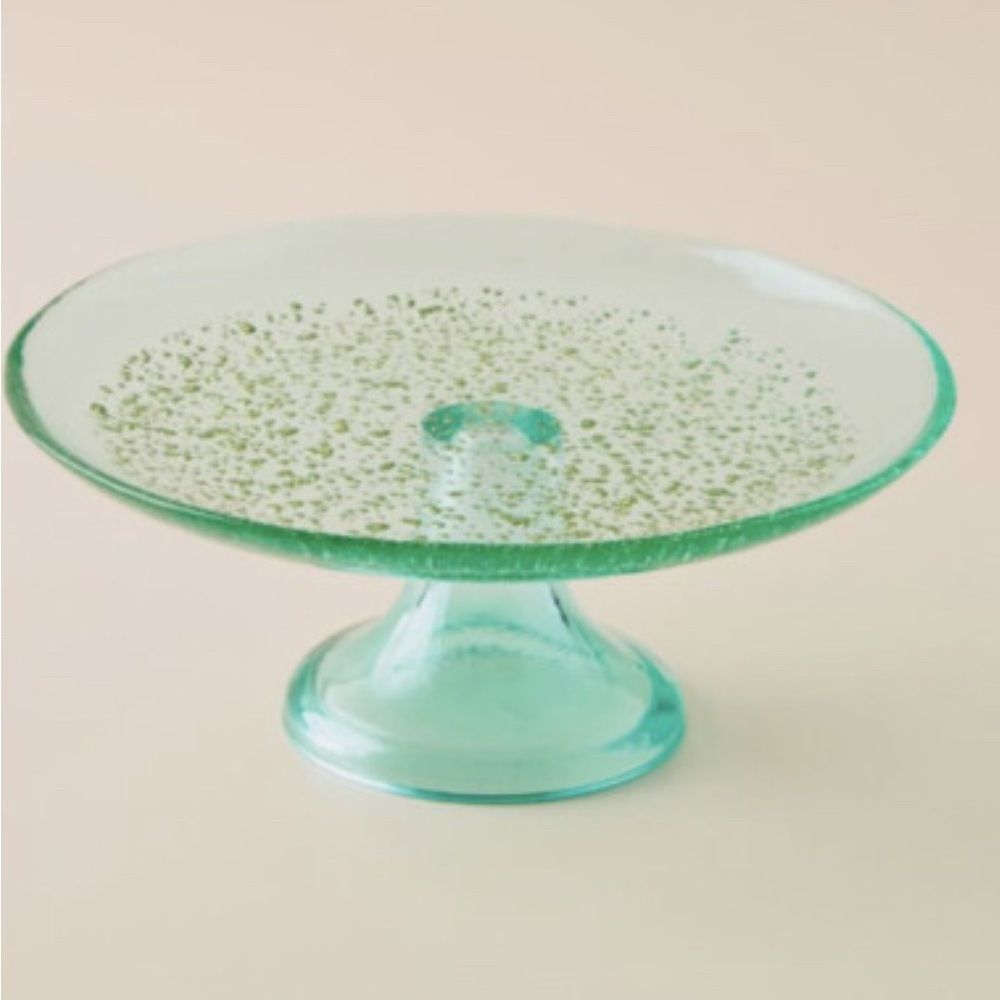 Anthropologie NWT/NIB Elio Small Cake Stand in Mint Soda Lime Glass